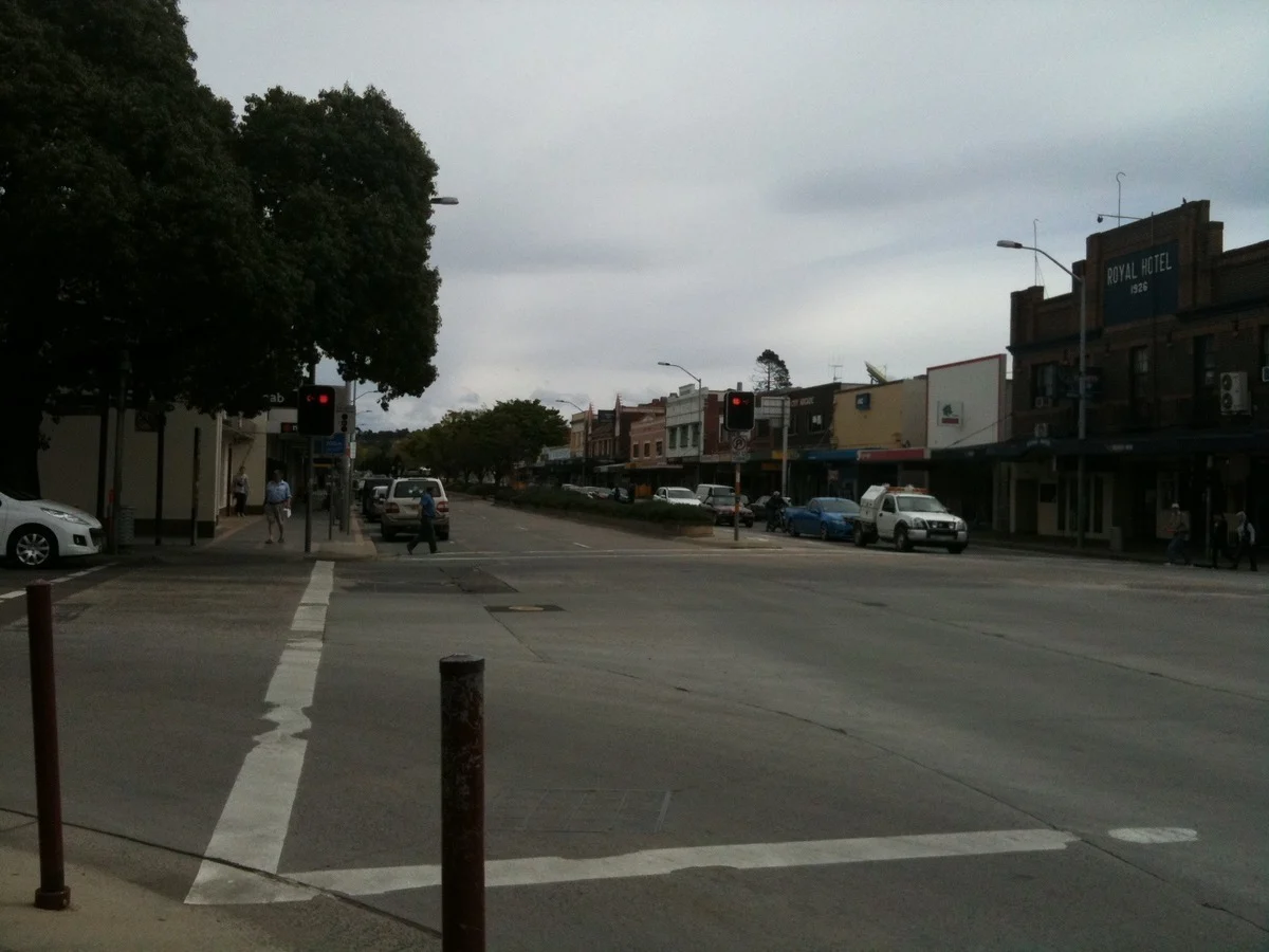 Intersection of Monaro and Crawford Streets, Queanbeyan, rephotograph uploaded 10 October 2011, capture date unknown